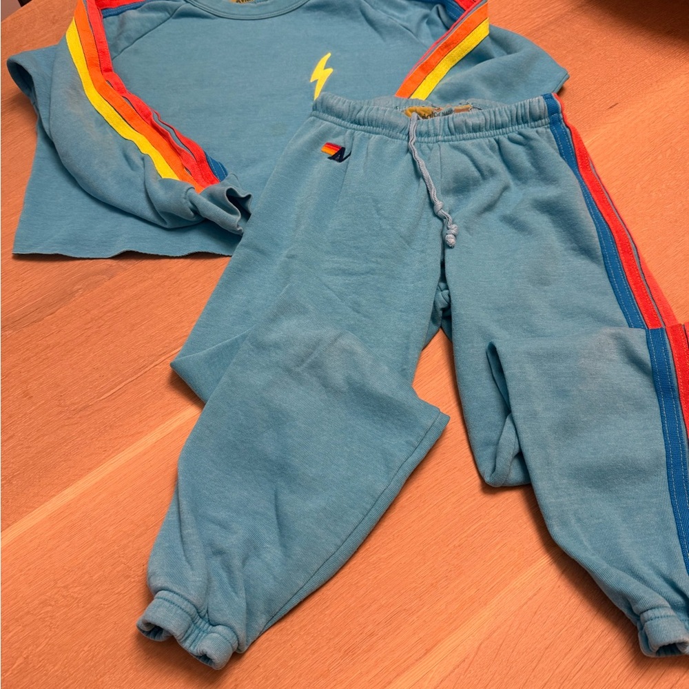 Avaitor Nation  Track Pants with Rainbow Stripes